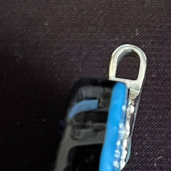 Blue & Green Dichroic Glass Pendant • 18” Italian 925 Sterling Silver Chain - Picture 4 of 12